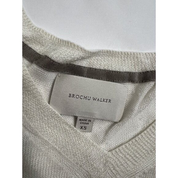 Brochu Walker V-Neck Sweater in Cream - Picture 2 of 3
